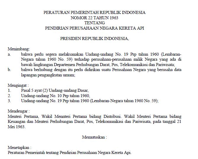 Peraturan Pemerintah Republik Indonesia Nomor 22 tahun 1963.