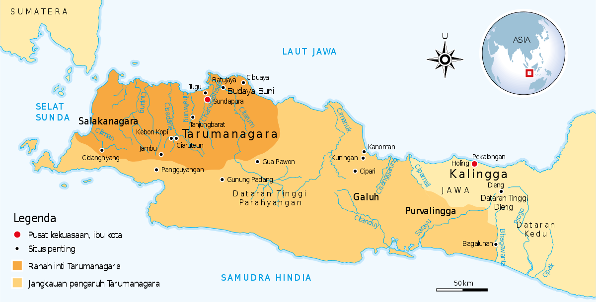 Peta Kekuasaan Tarumanagara | Foto: Wikipedia