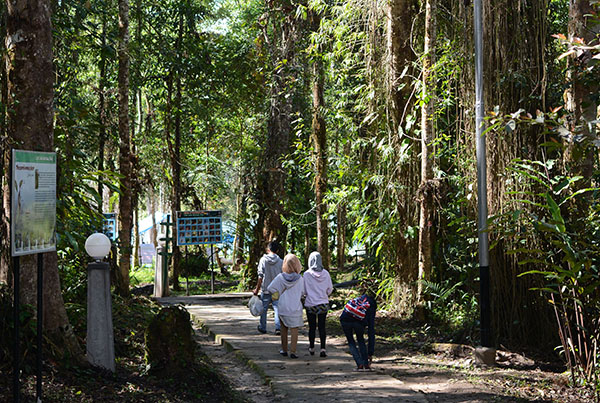 Pengunjung tiba dan hanya berjarak 100 meter dari jalan utama menuju lokasi Telaga Tambing. Kawasan ini terletak di Desa Sedoa, Kec. Lore Utara, Kabupaten Poso, Sulawesi Tengah, Indonesia. (bmzIMAGES/Basri MarzukI)