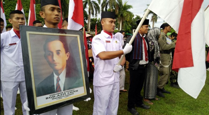 Upacara memeringati gugurnya Bagindo Aziz Chan di Lapangan Imam Bonjol, Padang, pada 2016.
