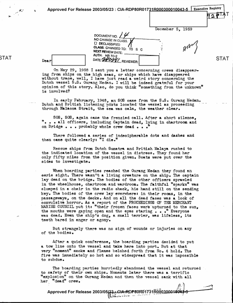 Pict. Dokumen CIA tentang Ourang Medan 
