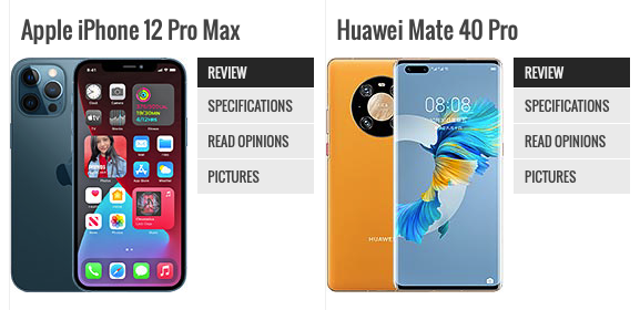 iphone 12 pro max vs Huawei Mate 40 Pro