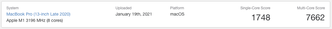 benchmark macbook M1
