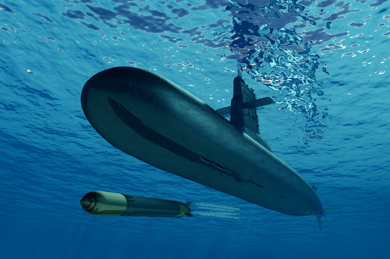 Ilustrasi kapal selam dan senjata torpedo © Vlastas/Shutterstock
