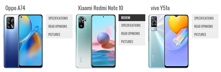 Oppo A74 – Redmi Note 10 – Vivo Y51A