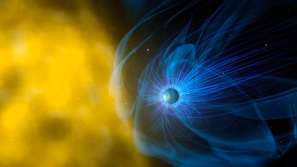 Bumi dikelilingi oleh gelembung magnet raksasa yang disebut magnetosfer, yang merupakan bagian dari sistem dinamis yang saling berhubungan yang merespons kondisi matahari, planet, dan antarbintang. (Gambar: NASA)