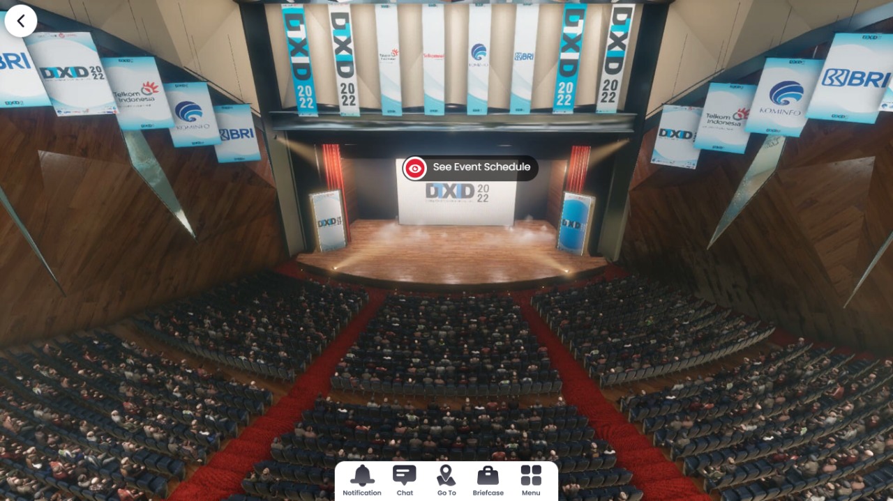 Tampilan conference hall yang digunakan untuk kegiatan webinar dan workshop DTXID 2022 © DTXID 2022