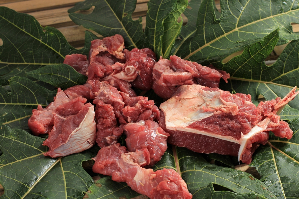 Daging kurban yang dibungkus daun pepaya | Ika Rahma H/Shutterstock