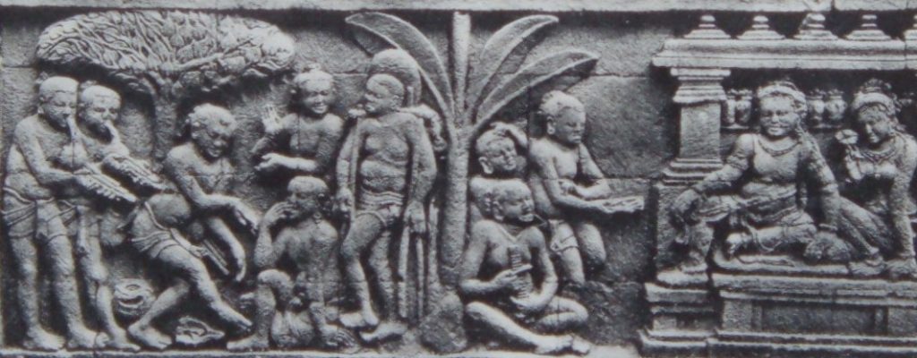 Relief cerita Karmawibhangga seri O no.39 pada kaki Candi Borobudur kuadran I.(Rep:van Erp)