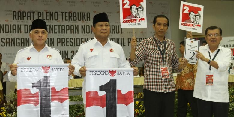 Pemilu 2014 pemilihan presiden dan wakil presiden dimenangkan oleh Jokowi dan Jusuf kalla