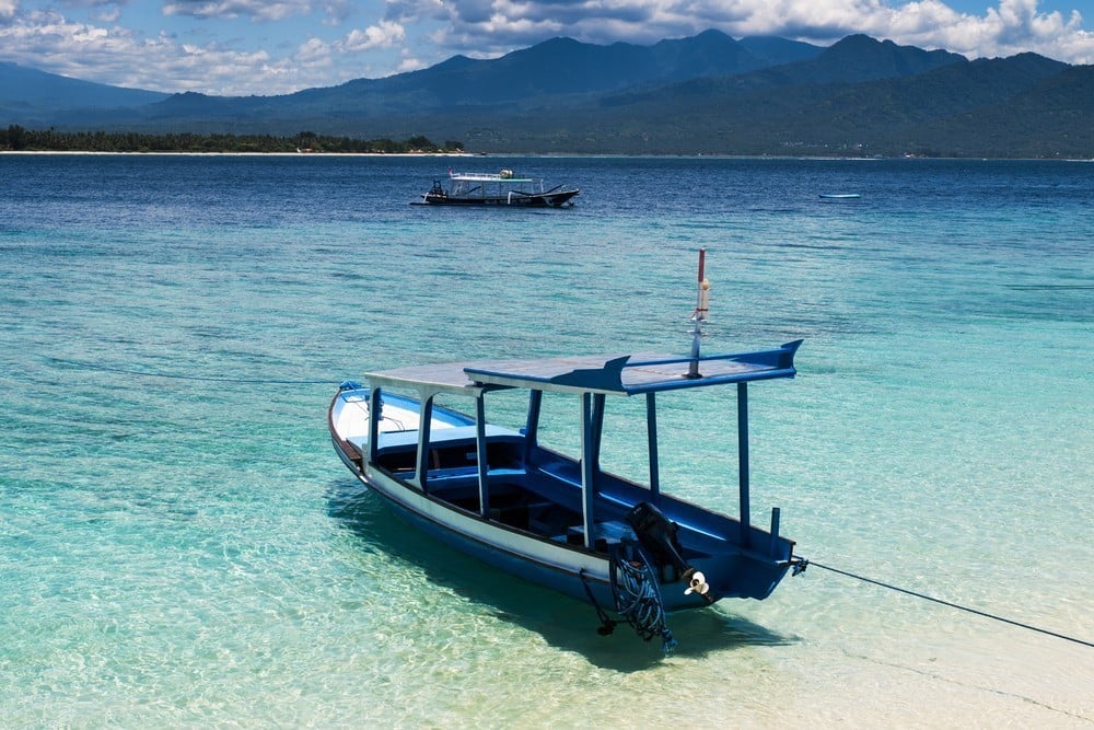 Transportadi perahu Gili Trawangan, pulau indah di dekat Lombok Nusa Tenggara Barat Indonesia