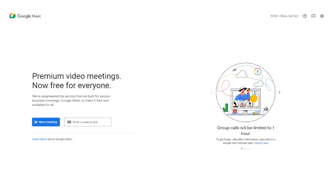Google Meet umumkan kebijakan terkait pembatasan durasi panggilan video grup/