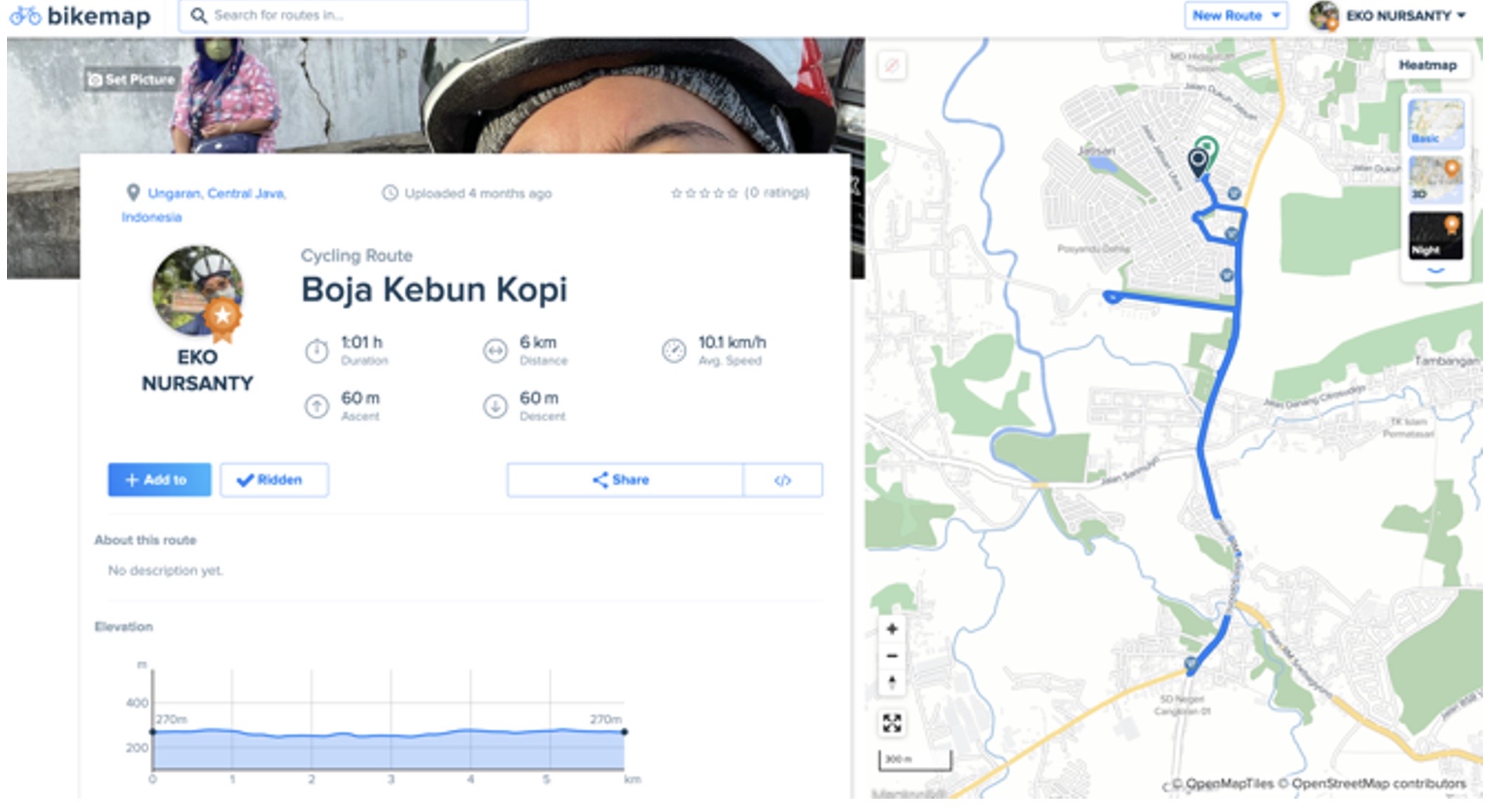 Peta Wisata Bersepeda menggunakan aplikasi Bikemap | Foto: Dokumentasi Pribadi