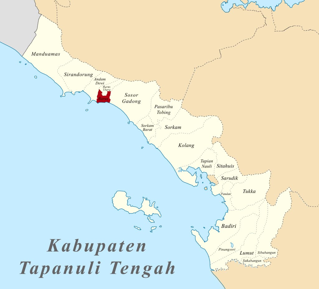 Peta Kabupaten Tapanuli Tengah | Christian Advs Sltg/ Wikimedia Commons