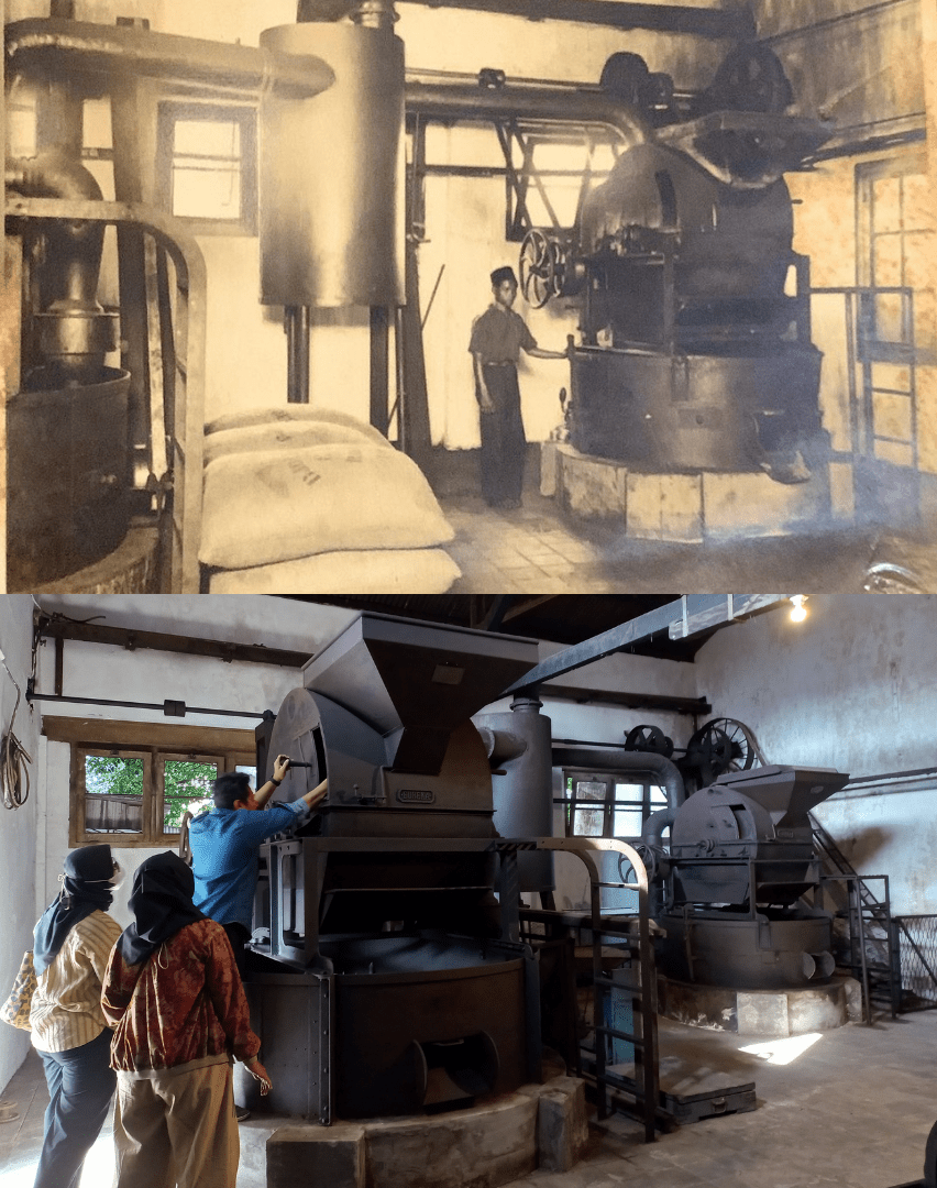 Dulu dan kini: mesin-mesin yang menjadi saksi kejayaan Margo Redjo (Sumber: instagram/dharmaboutiqueroastery | dokumen pribadi)