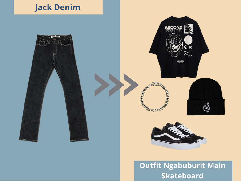 Inspirasi outfit ngabuburit main skateboard pake Jack Denim