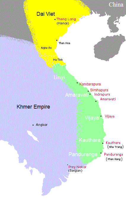 Peta kerajaan Champa dan tetangganya | wikimedia