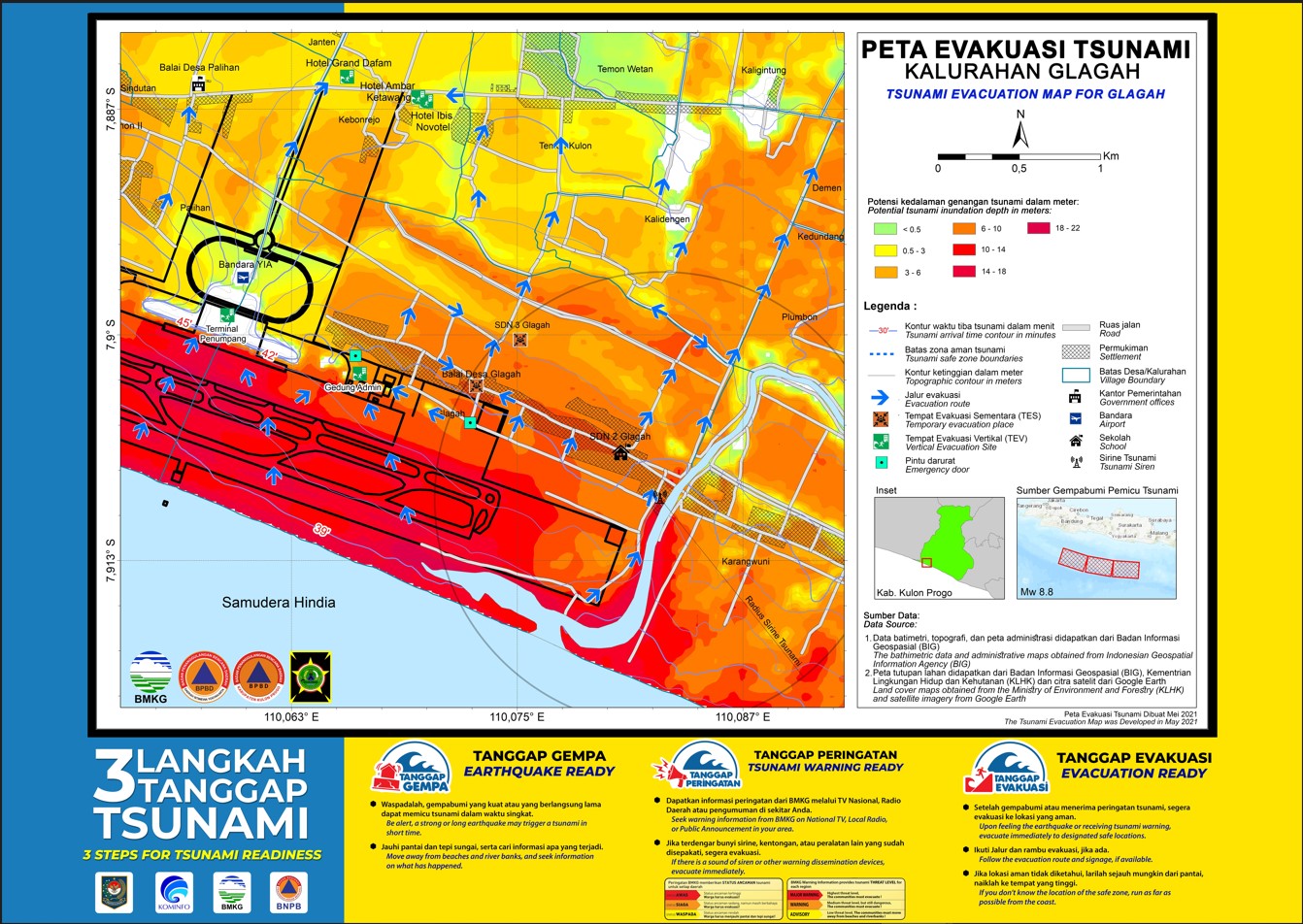 Peta Evakuasi Tsunami Kalurahan Glagah | Foto: BMKG