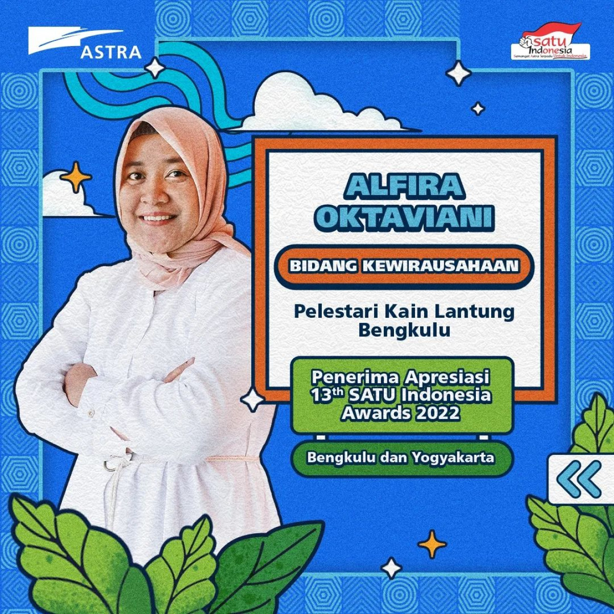 Sosok Alfira Oktaviani Penerima Apresiasi ASTRA SATU Indonesia Award 2022