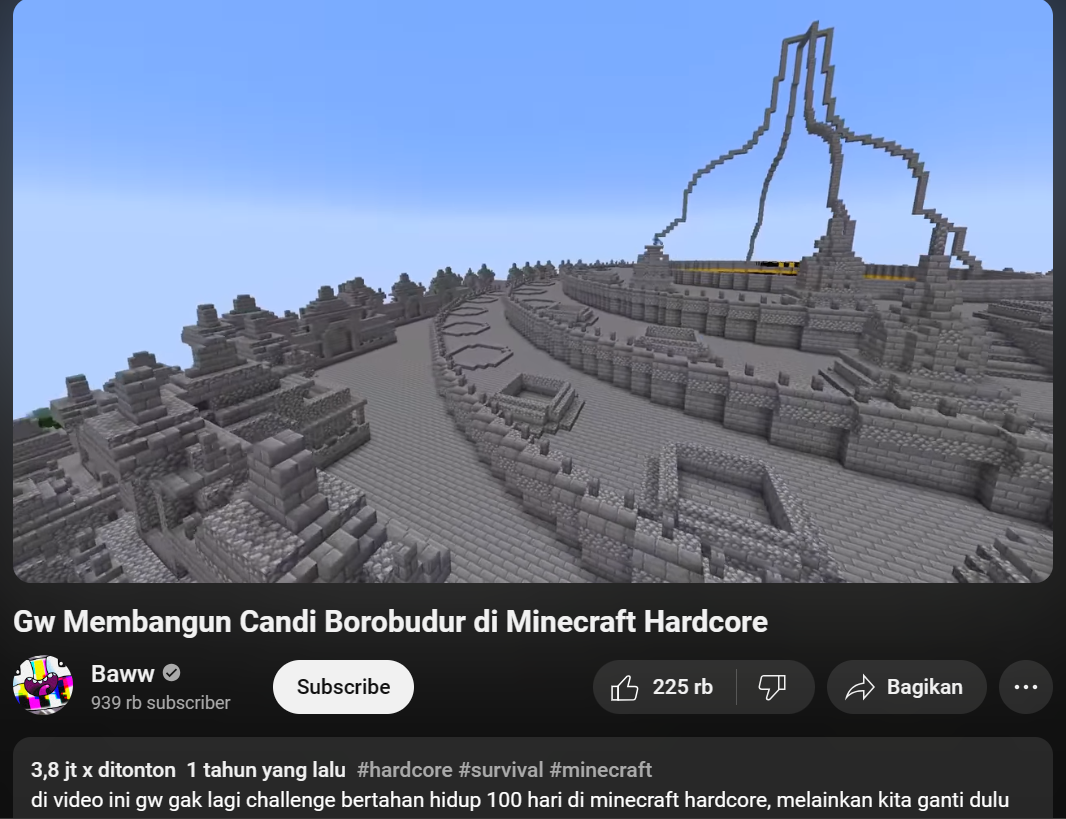 Minecraft Candi Borobudur | Foto: Youtube Baww