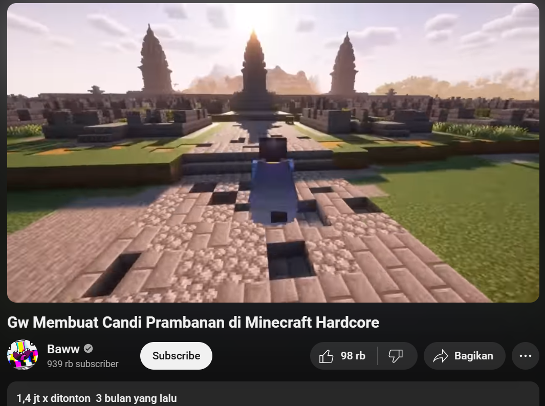 Minecraft Candi Prambanan | Foto: Youtube Baww