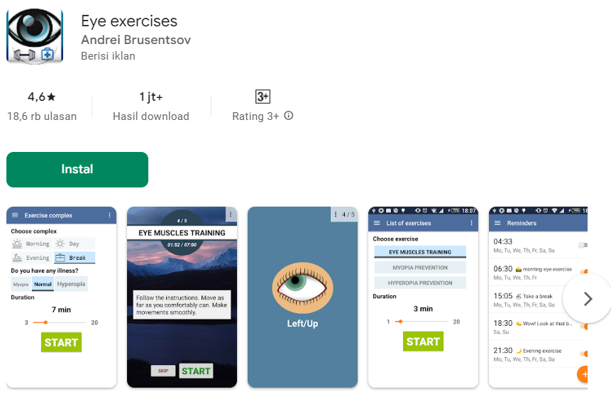 Aplikasi Eye Exercise © Google PlayStore