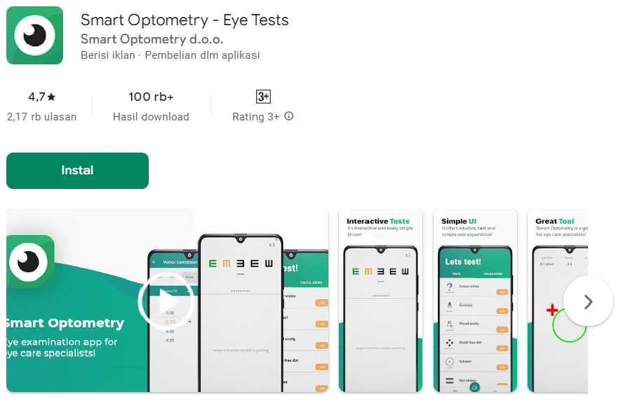 Aplikasi Smart Optometry © Google PlayStore