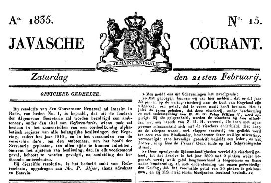 Javasche courant edisi 21 Februari 1835