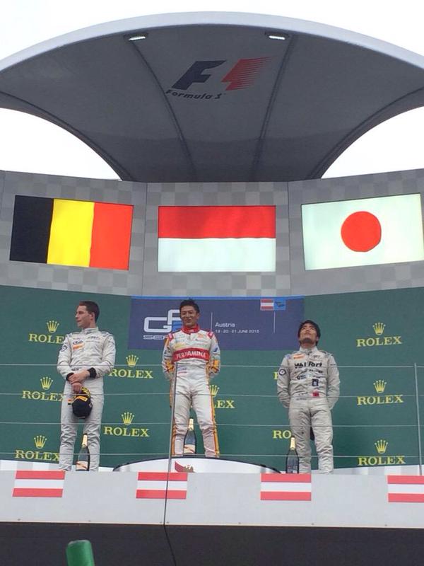Rio Haryanto saat juara di GP2 Austria