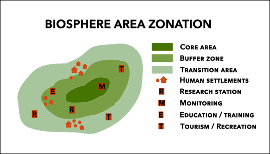 Pembagian Zona Cagar Biosfer (Gambar: UNESCO)