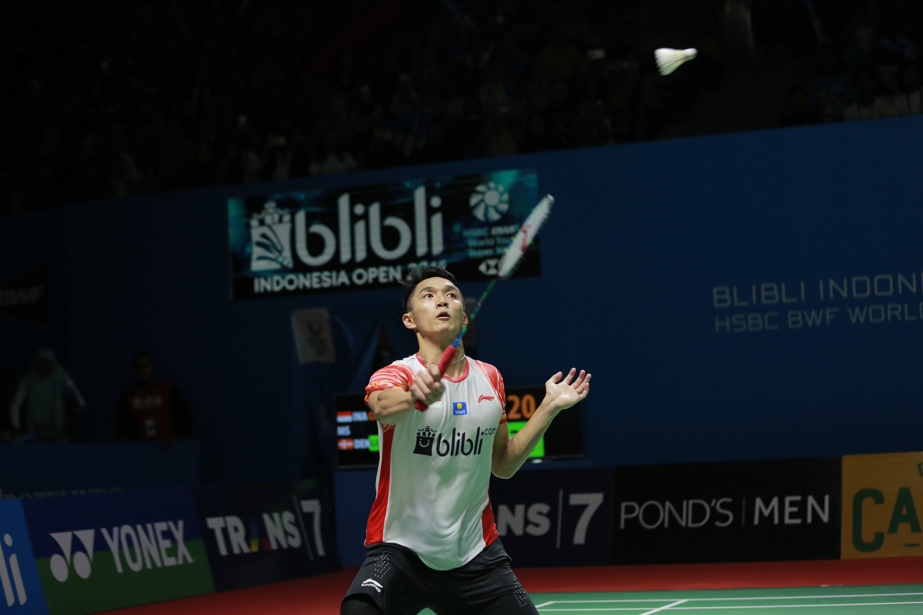 Jonatan Christie saat bermain di pertandingan pertama | Foto: Blibli Indonesia Open 2019