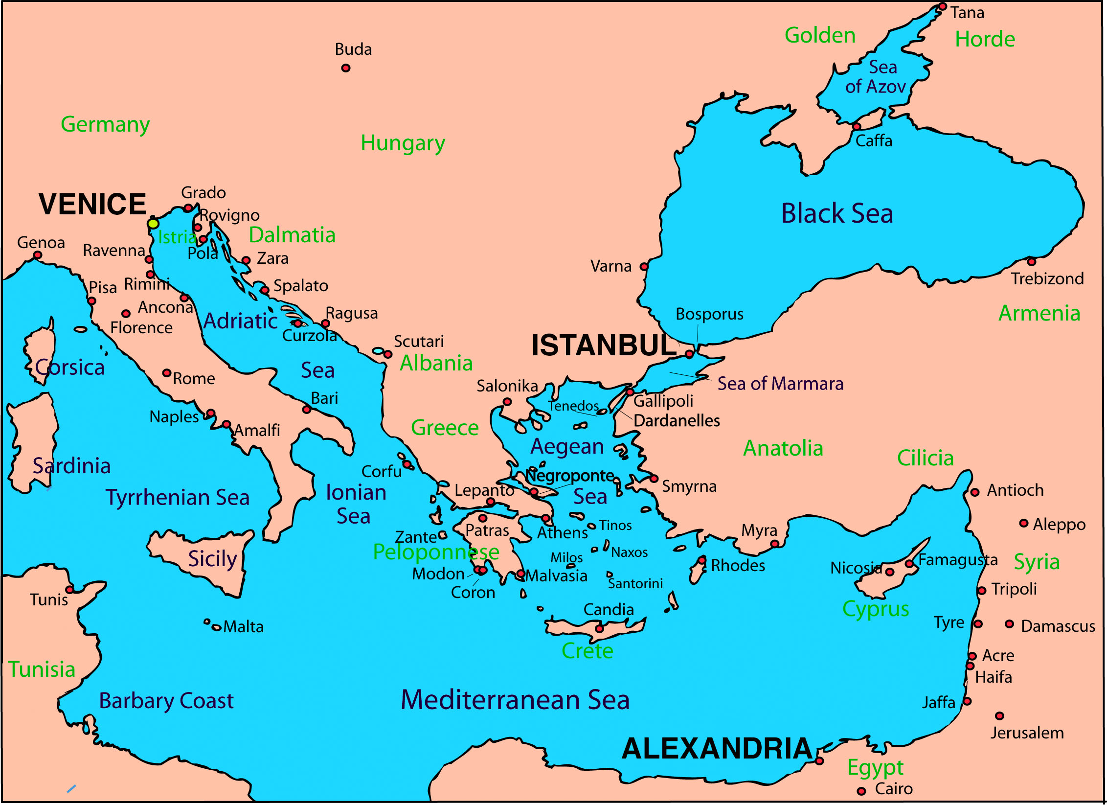 Perhatikan Posisi Alexandria, Venesia, dan Istanbul