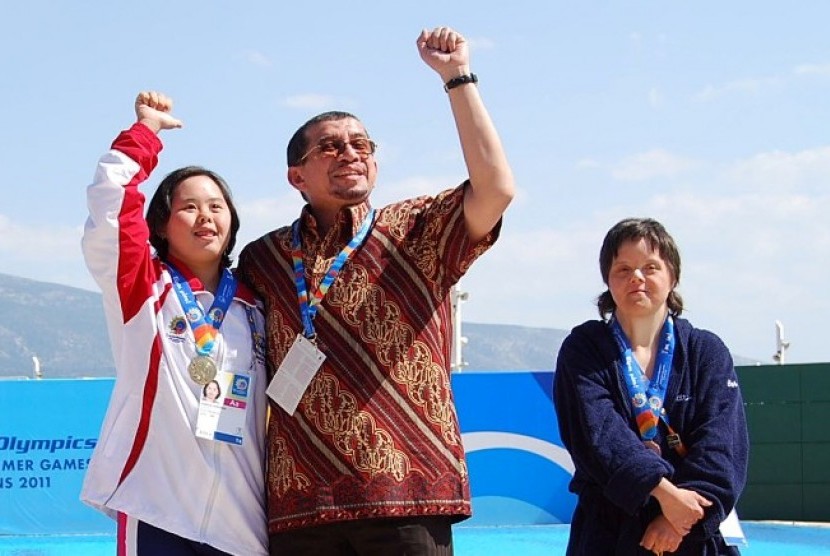 Stephanie menjadi pemenang dalam Special Olympics World Summer Games di Athena, Yunani (foto: republika.co.id)