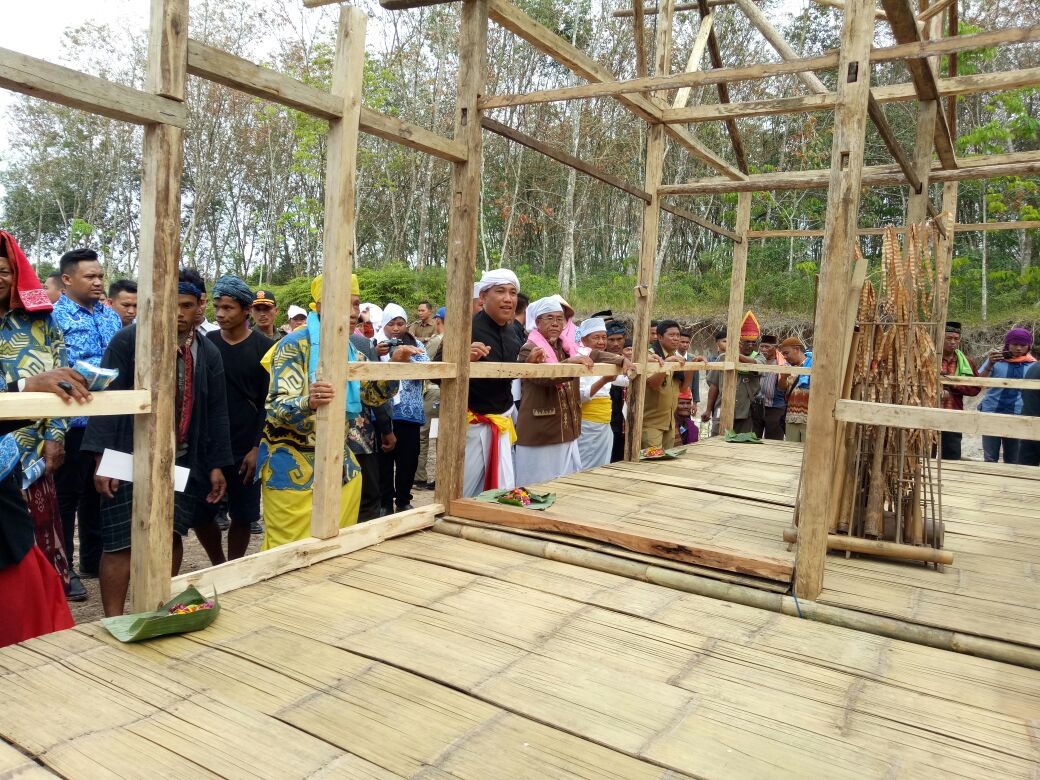 Proses gotong royong membangun rumah adat | sumber: netizenku.com