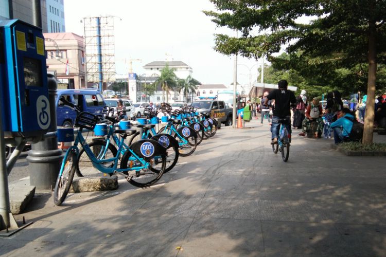 penampakan stasiun bike sharing di Bandung | foto dari kompas.com