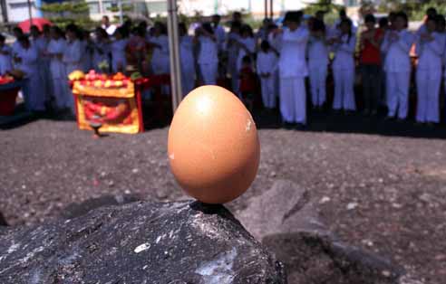 Telur berdiri tegak saat titik kulminasi (© 3.bp.blogspot.com)