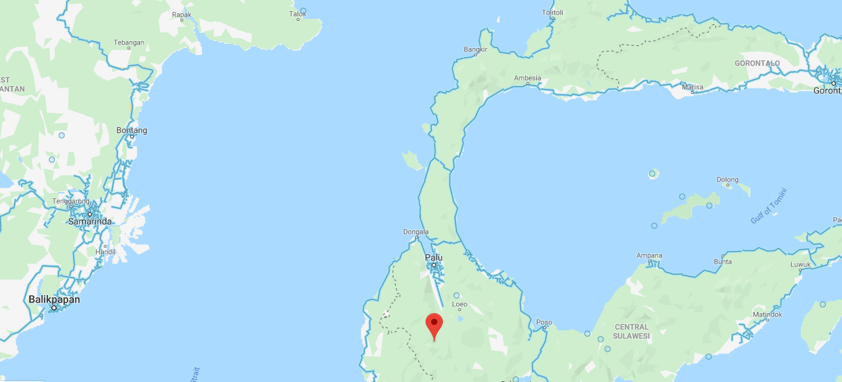 Lokasi kecamatan Kulawi Kabupaten Sigi, Sulawesi Tengah. | Foto : Google Maps