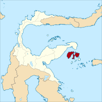 Kabupaten Bangkep berada di peta dengan warna merah. | Foto : Wikipedia